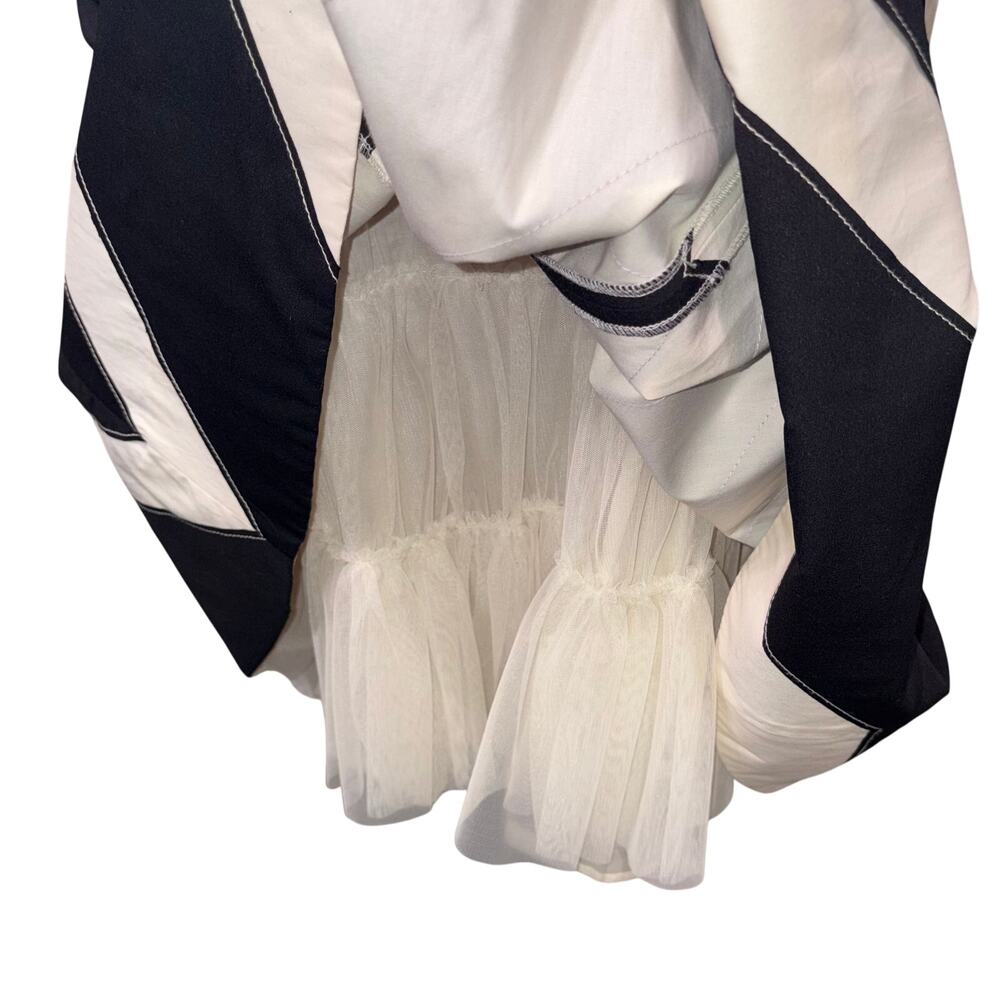 Anthropologie Elegant Old Money Full Lined Retro Mod Contrast Stitch Midi Skirt - Picture 3 of 11